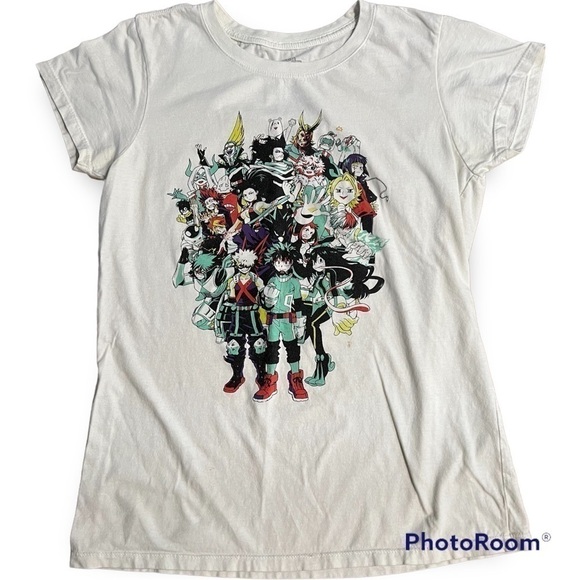 𝅺my hero academia all character white graphic T-shirt short sleeves 100% cotton - Picture 1 of 10
